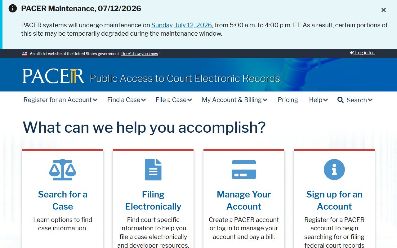 Clinch County court dockets PACER federal court docket access