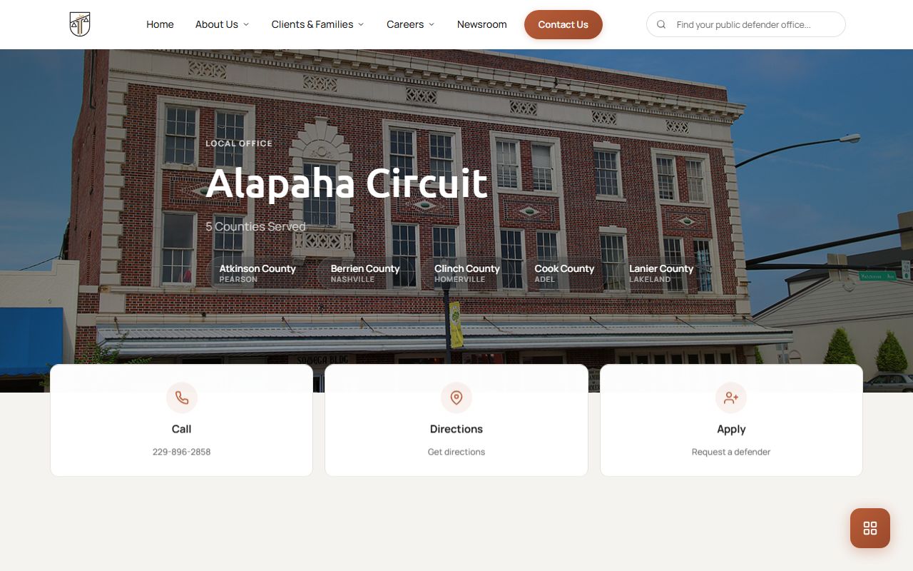 Clinch County criminal court records Alapaha Circuit public defender page