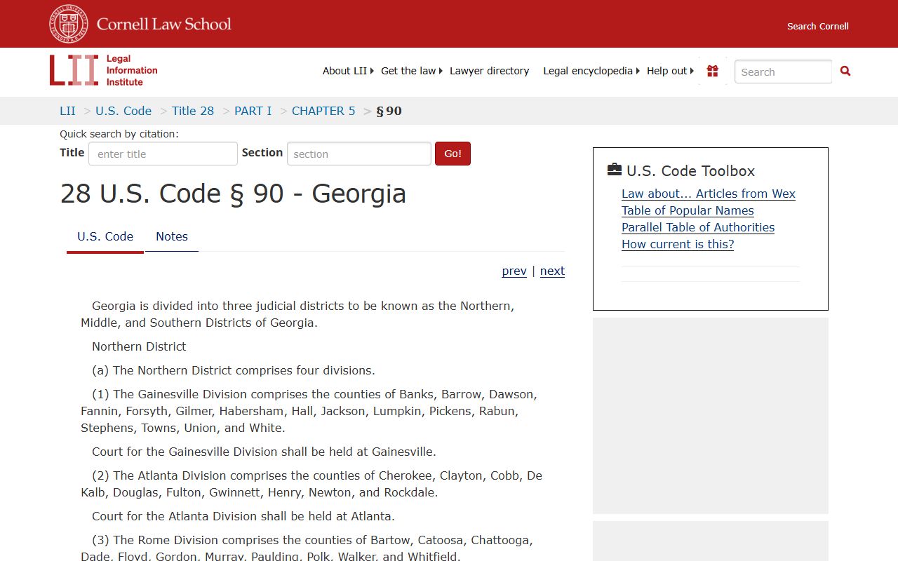 Clinch County Superior Court records and federal district statute source