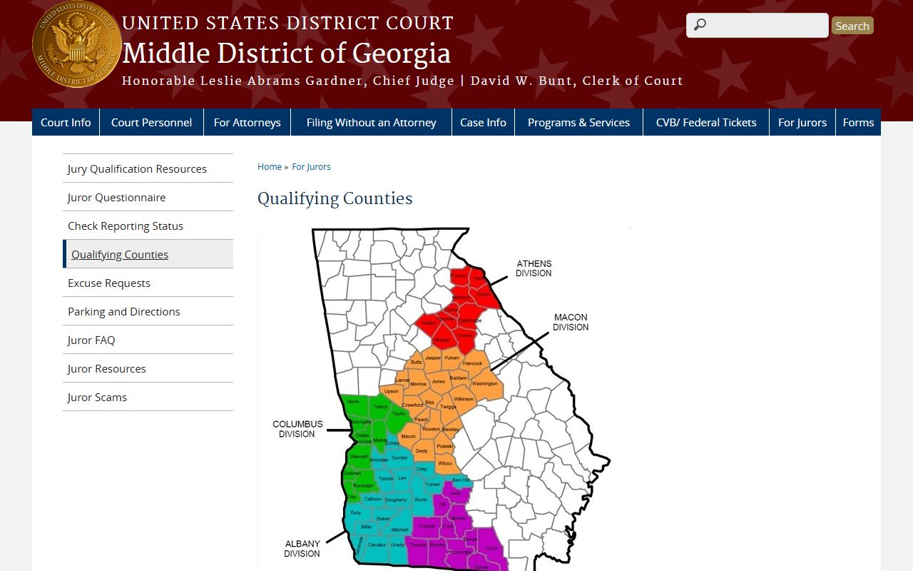 Clinch County Superior Court records and Middle District division source