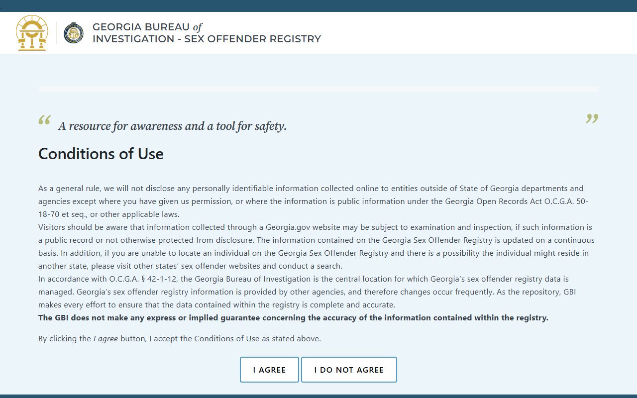 Clinch County inmate records GBI sex offender registry conditions