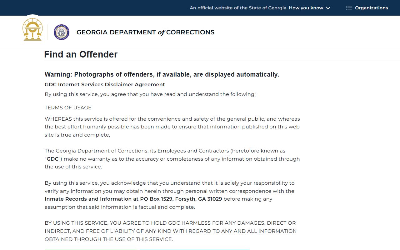 Clinch County inmate search GDC offender query