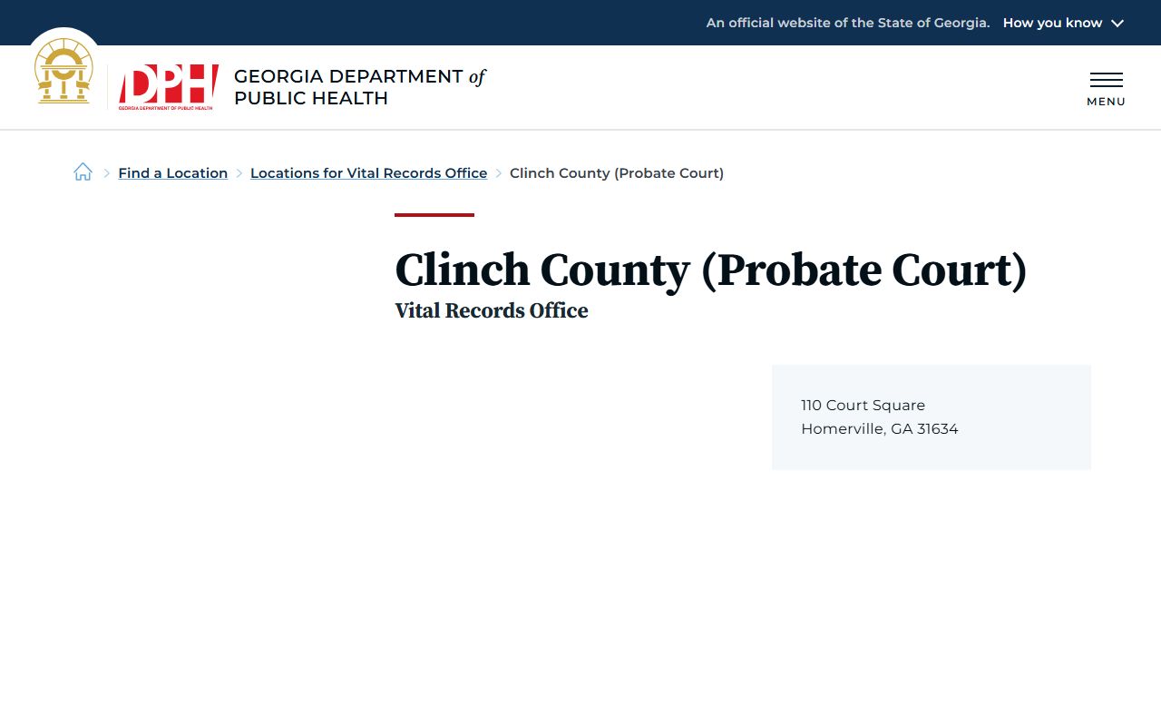 Clinch County marriage records vital records office listing